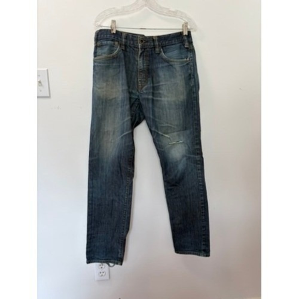 Hurley Mens Straight Leg Jeans Blue Medium Wash Distressed Size 32 MDP8455